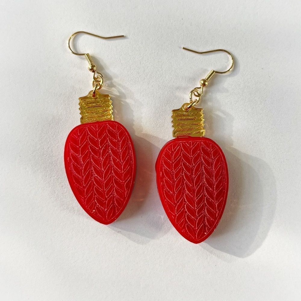 Acrylic earrings handmade. Christmas lights